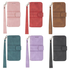 Embossed Striped Magnetic Buckle PU + TPU Horizontal Flip Leather Case with Holder & Card Slot & Wallet & Photo Frame & Sling, For iPhone 12 Pro, For iPhone 12 Pro Max, For iPhone 11, For iPhone 11 Pro