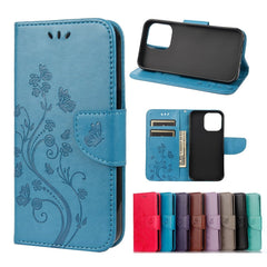 Butterfly Flower Pattern Horizontal Flip Leather Case with Holder & Card Slots & Wallet, For Samsung Galaxy A03s 164mm, For iPhone 13 mini, For iPhone 13