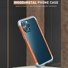 R-JUST Shockproof Iron + Wood Bumper Protective Case, For iPhone 13, For iPhone 13 Pro, For iPhone 13 Pro Max