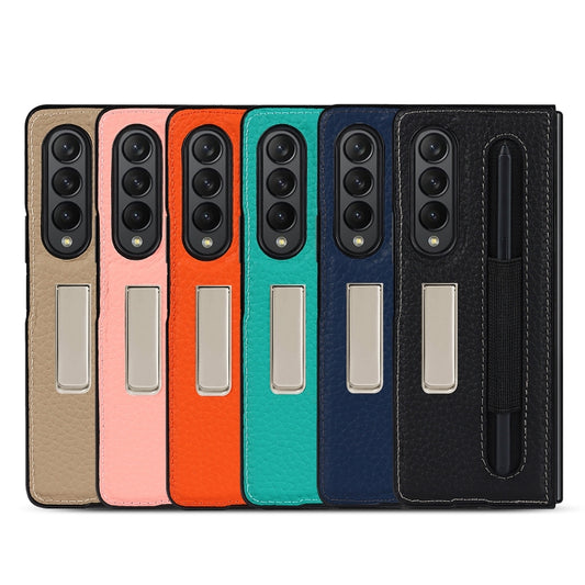 Litchi Texture Leather Protective Case with Holder & Pen Slot, For Samsung Galaxy Z Fold3 5G