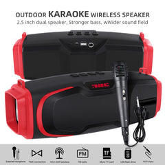 New Rixing NR-6012M Bluetooth 5.0 Portable Outdoor Karaoke Wireless Bluetooth Speaker with Microphone & Shoulder Strap, NR-6012M(Red), NR-6012M(Blue), NR-6012M(Green), NR-6012M(Black)