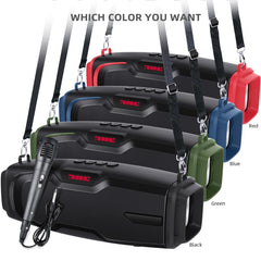 New Rixing NR-6012M Bluetooth 5.0 Portable Outdoor Karaoke Wireless Bluetooth Speaker with Microphone & Shoulder Strap, NR-6012M(Red), NR-6012M(Blue), NR-6012M(Green), NR-6012M(Black)