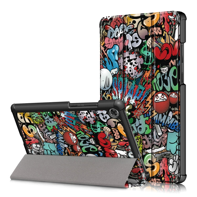 For Lenovo Tab M8 Coloured Drawing Pattern Horizontal Deformation Flip Leather Case with Three-folding Holder
