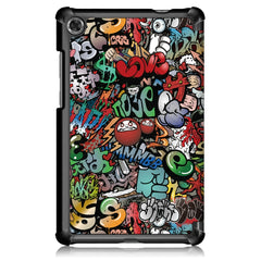 For Lenovo Tab M8 Coloured Drawing Pattern Horizontal Deformation Flip Leather Case with Three-folding Holder