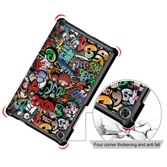 For Lenovo Tab M8 Coloured Drawing Pattern Horizontal Deformation Flip Leather Case with Three-folding Holder