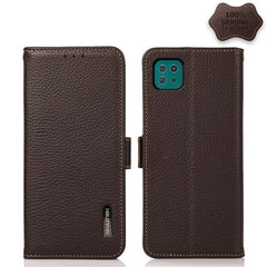 KHAZNEH Side-Magnetic Litchi Genuine Leather RFID Phone Case, For Samsung Galaxy A22 5G, For Samsung Galaxy A32 4G, For Samsung Galaxy A32 5G, For Samsung Galaxy A42 5G, For Samsung Galaxy A51 5G, For Samsung Galaxy A52 5G