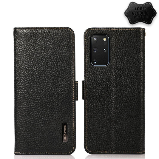 KHAZNEH Side-Magnetic Litchi Genuine Leather RFID Phone Case, For Samsung Galaxy S20+, For Samsung Galaxy S20, For Samsung Galaxy S20 Ultra, For Samsung Galaxy S21 FE 5G, For Samsung Galaxy S21+ 5G, For Samsung Galaxy S21 5G