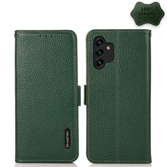 KHAZNEH Side-Magnetic Litchi Genuine Leather RFID Phone Case, For Samsung Galaxy A03 166mm Version, For Samsung Galaxy A03s 164mm Version, For Samsung Galaxy A13 4G, For Samsung Galaxy A13 5G, For Samsung Galaxy A33 5G, For Samsung Galaxy A53 5G