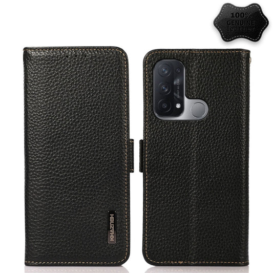 KHAZNEH Side-Magnetic Litchi Genuine Leather RFID Case, For OPPO Reno5 A JP Version, For OPPO Reno6 Pro 5G, For OPPO Reno6 Pro+ 5G, For OPPO Reno6 5G, For OPPO Reno7 5G, For OPPO Reno7 Pro 5G