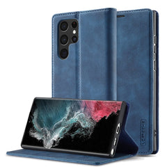 LC.IMEEKE Soft PU + TPU Magnetic Skin-friendly Feeling Leather Phone Case, For Samsung Galaxy S22 Ultra, For Samsung Galaxy S22