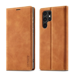 LC.IMEEKE Soft PU + TPU Magnetic Skin-friendly Feeling Leather Phone Case, For Samsung Galaxy S22 Ultra, For Samsung Galaxy S22