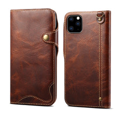 Denior Oil Wax Cowhide Magnetic Button Horizontal Flip Leather Case with Card Slots & Wallet, For Galaxy Note 10, For Galaxy Note 10 Plus, For iPhone 11, For iPhone 11 Pro, For iPhone 11 Pro Max
