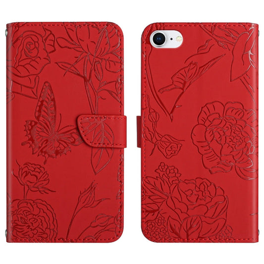 Skin Feel Butterfly Peony Embossed Leather Phone Case, For iPhone SE 2022 / SE 2020 / 8 / 7, For iPhone 8 Plus / 7 Plus, For iPhone 11, For iPhone 11 Pro