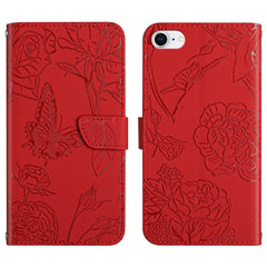 Skin Feel Butterfly Peony Embossed Leather Phone Case, For iPhone SE 2022 / SE 2020 / 8 / 7, For iPhone 8 Plus / 7 Plus, For iPhone 11, For iPhone 11 Pro