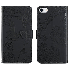 Skin Feel Butterfly Peony Embossed Leather Phone Case, For iPhone SE 2022 / SE 2020 / 8 / 7, For iPhone 8 Plus / 7 Plus, For iPhone 11, For iPhone 11 Pro