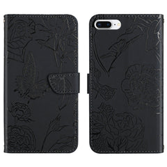Skin Feel Butterfly Peony Embossed Leather Phone Case, For iPhone SE 2022 / SE 2020 / 8 / 7, For iPhone 8 Plus / 7 Plus, For iPhone 11, For iPhone 11 Pro