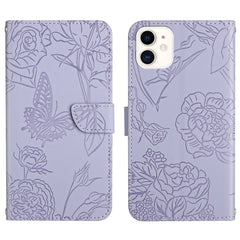 Skin Feel Butterfly Peony Embossed Leather Phone Case, For iPhone SE 2022 / SE 2020 / 8 / 7, For iPhone 8 Plus / 7 Plus, For iPhone 11, For iPhone 11 Pro