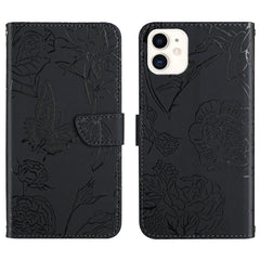 Skin Feel Butterfly Peony Embossed Leather Phone Case, For iPhone SE 2022 / SE 2020 / 8 / 7, For iPhone 8 Plus / 7 Plus, For iPhone 11, For iPhone 11 Pro