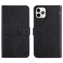 Skin Feel Butterfly Peony Embossed Leather Phone Case, For iPhone 12 Pro Max, For iPhone 13, For iPhone 13 mini, For iPhone 13 Pro