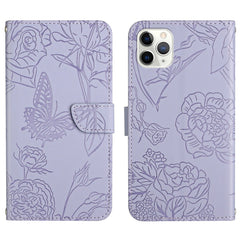 Skin Feel Butterfly Peony Embossed Leather Phone Case, For iPhone 12 Pro Max, For iPhone 13, For iPhone 13 mini, For iPhone 13 Pro