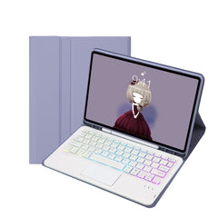 T07B-AS Skin Feel Pen Slot Touch Pad Bluetooth Keyboard Leather Tablet Case