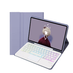 T07B-AS Skin Feel Pen Slot Touch Pad Bluetooth Keyboard Leather Tablet Case