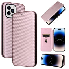 Carbon Fiber Texture Magnetic Flip Leather Phone Case, For iPhone 14, For iPhone 14 Plus, For iPhone 14 Pro, For iPhone 14 Pro Max