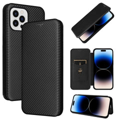 Carbon Fiber Texture Magnetic Flip Leather Phone Case, For iPhone 14, For iPhone 14 Plus, For iPhone 14 Pro, For iPhone 14 Pro Max
