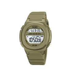 SKMEI 1821 Stainless Steel Buckle Silicone Strap Electronic Watch