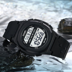 SKMEI 1821 Stainless Steel Buckle Silicone Strap Electronic Watch