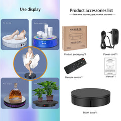 22cm Charging Rotating Display Stand Video Shooting Turntable, Load: 50kg, US Plug, EU Plug, UK Plug, AU Plug