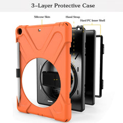 For iPad 9.7 (2018) & (2017) 360 Degree Rotation Silicone Protective Cover with Holder & Hand Strap & Long Strap & Pencil Slot, For iPad 9.7 (2018) & (2017)