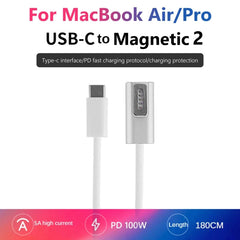 100W 5 Pin MagSafe 2 (T-shaped) to USB-C / Type-C PD Charging Cable, Cable Length: 1.8m, MagSafe 2 (T-shaped)