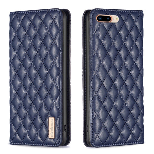 Diamond Lattice Magnetic Leather Flip Phone Case, For iPhone 8 Plus / 7 Plus