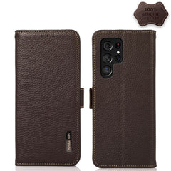 KHAZNEH Side-Magnetic Litchi Genuine Leather RFID Phone Case, For Nokia G60 5G, For Samsung Galaxy S23+ 5G, For Samsung Galaxy S23 5G, For Samsung Galaxy S23 Ultra 5G