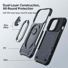JOYROOM PC + TPU Dual-layer Shockproof Phone Case with Rotating Holder, For iPhone 14, For iPhone 14 Pro, For iPhone 14 Plus
