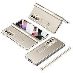Electroplating Corrugated Hinge Folding Phone Case, For Samsung Galaxy Z Fold3 5G, For Samsung Galaxy Z Fold4