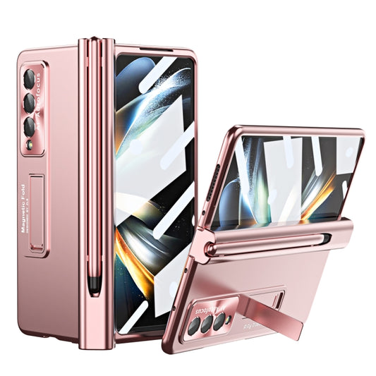 Electroplating Corrugated Hinge Folding Phone Case with Pen Slot, For Samsung Galaxy Z Fold3 5G, For Samsung Galaxy Z Fold4