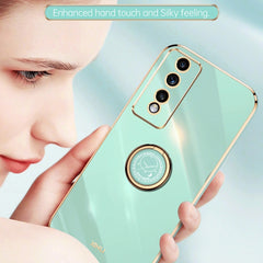 XINLI Straight Edge 6D Electroplate TPU Phone Case with Ring Holder
