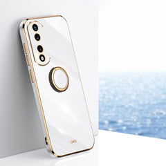 XINLI Straight Edge 6D Electroplate TPU Phone Case with Ring Holder