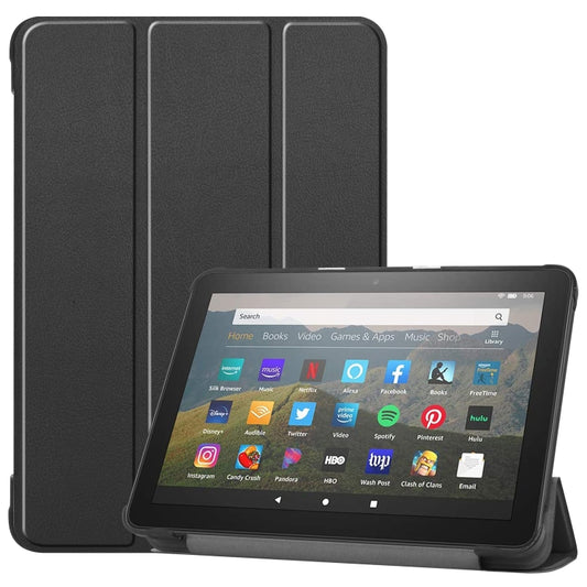 For Kindle Fire HD 8 (2020) Custer Pattern Pure Color Horizontal Flip Leather Case with Three-folding Holder & Wake-up / Sleep Function, For Kindle Fire HD 8 (2020)