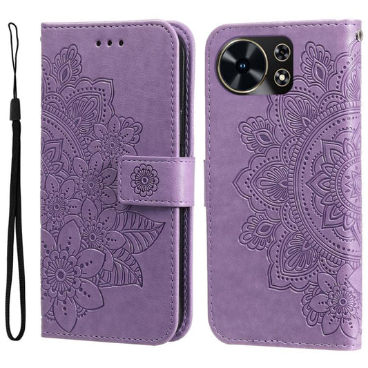 Seven-petal Flowers Embossing Leather Phone Case