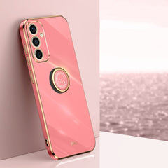 XINLI Straight Edge 6D Electroplate TPU Phone Case with Ring Holder