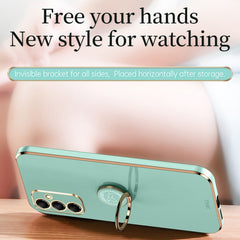 XINLI Straight Edge 6D Electroplate TPU Phone Case with Ring Holder