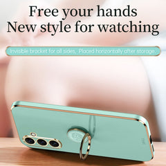 XINLI Straight Edge 6D Electroplate TPU Phone Case with Ring Holder