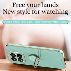 XINLI Straight Edge 6D Electroplate TPU Phone Case with Ring Holder