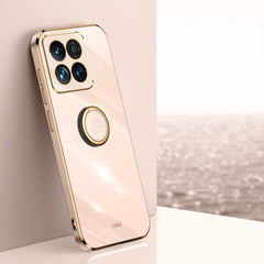 XINLI Straight Edge 6D Electroplate TPU Phone Case with Ring Holder