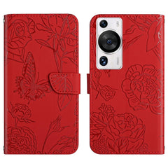 HT03 Skin Feel Butterfly Embossed Flip Leather Phone Case