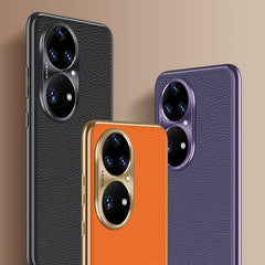 Litchi Texture Genuine Leather Phone Case