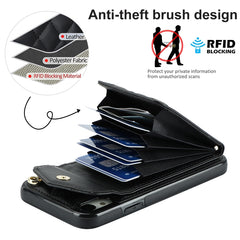 Rhombic Texture Card Bag Phone Case with Long Lanyard